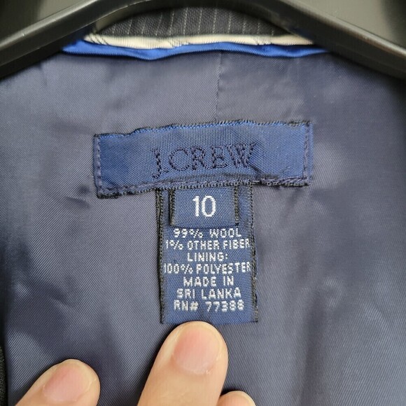 J. Crew Navy Blue Italian Wool Pin Stripe Suit Blazer Jacket Size 10 - Picture 9 of 11